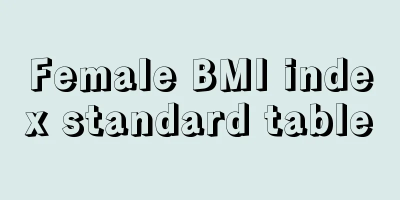 Female BMI index standard table