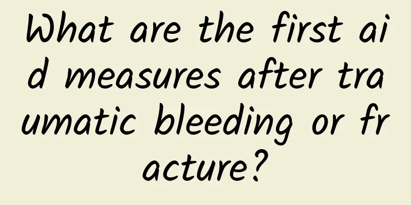What are the first aid measures after traumatic bleeding or fracture?