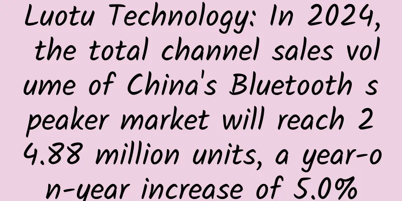 Luotu Technology: In 2024, the total channel sales volume of China's Bluetooth speaker market will reach 24.88 million units, a year-on-year increase of 5.0%