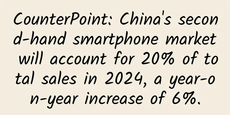 CounterPoint: China's second-hand smartphone market will account for 20% of total sales in 2024, a year-on-year increase of 6%.