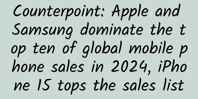 Counterpoint: Apple and Samsung dominate the top ten of global mobile phone sales in 2024, iPhone 15 tops the sales list