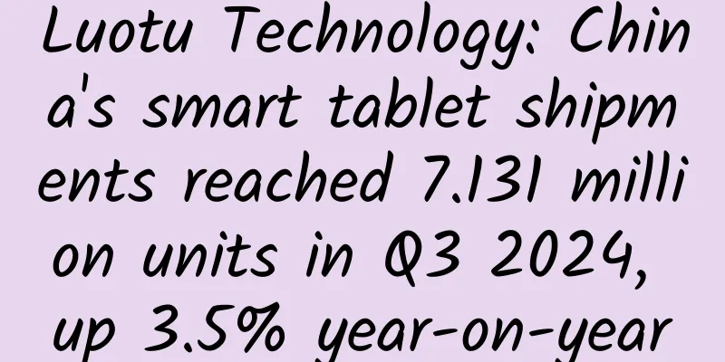 Luotu Technology: China's smart tablet shipments reached 7.131 million units in Q3 2024, up 3.5% year-on-year