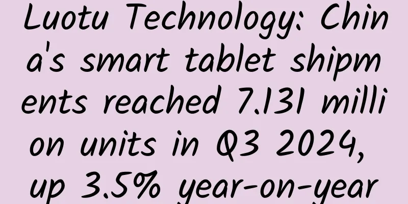 Luotu Technology: China's smart tablet shipments reached 7.131 million units in Q3 2024, up 3.5% year-on-year