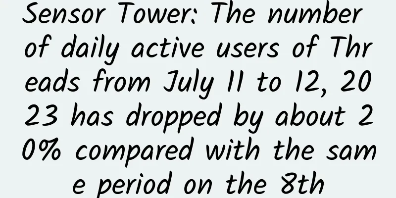 Sensor Tower: The number of daily active users of Threads from July 11 to 12, 2023 has dropped by about 20% compared with the same period on the 8th