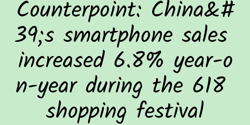 Counterpoint: China's smartphone sales increased 6.8% year-on-year during the 618 shopping festival