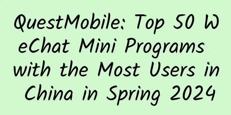QuestMobile: Top 50 WeChat Mini Programs with the Most Users in China in Spring 2024