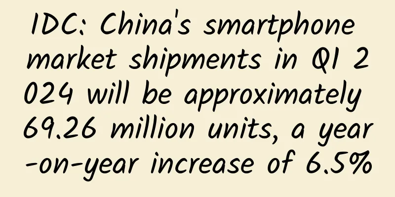 IDC: China's smartphone market shipments in Q1 2024 will be approximately 69.26 million units, a year-on-year increase of 6.5%