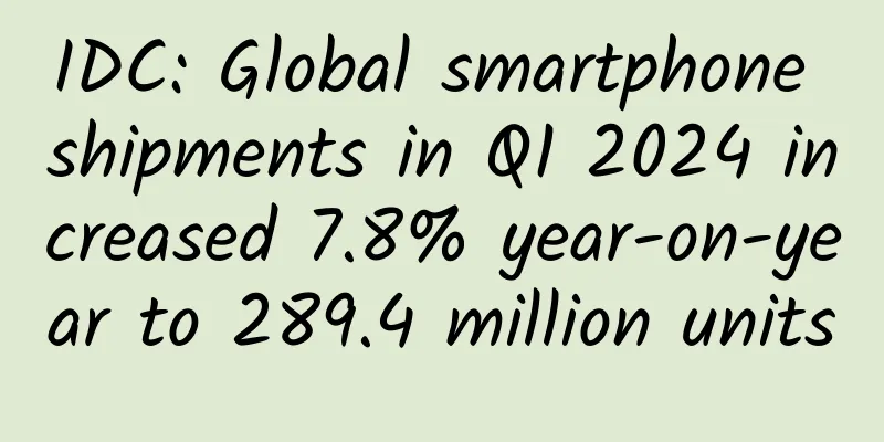 IDC: Global smartphone shipments in Q1 2024 increased 7.8% year-on-year to 289.4 million units