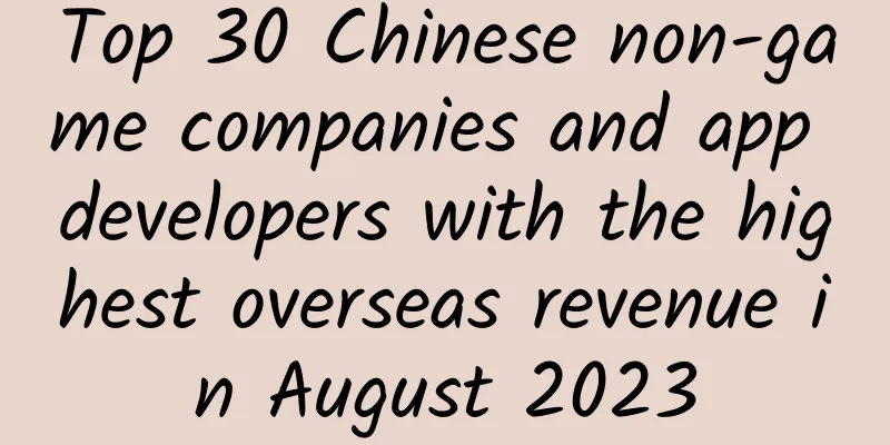 Top 30 Chinese non-game companies and app developers with the highest overseas revenue in August 2023