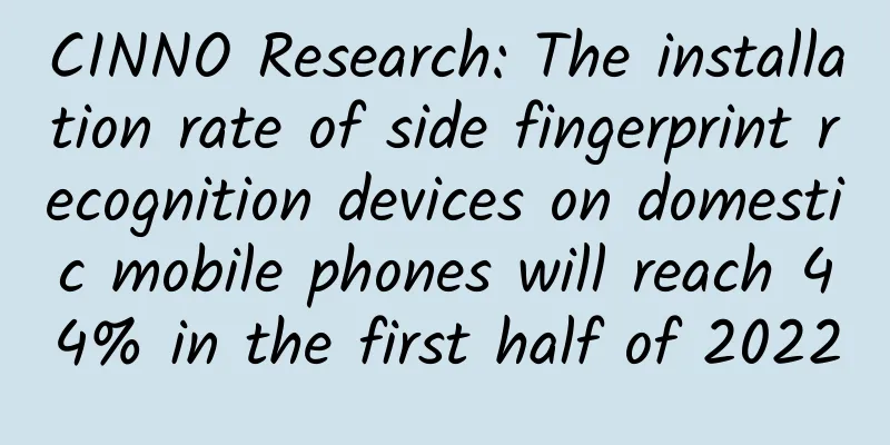 CINNO Research: The installation rate of side fingerprint recognition devices on domestic mobile phones will reach 44% in the first half of 2022