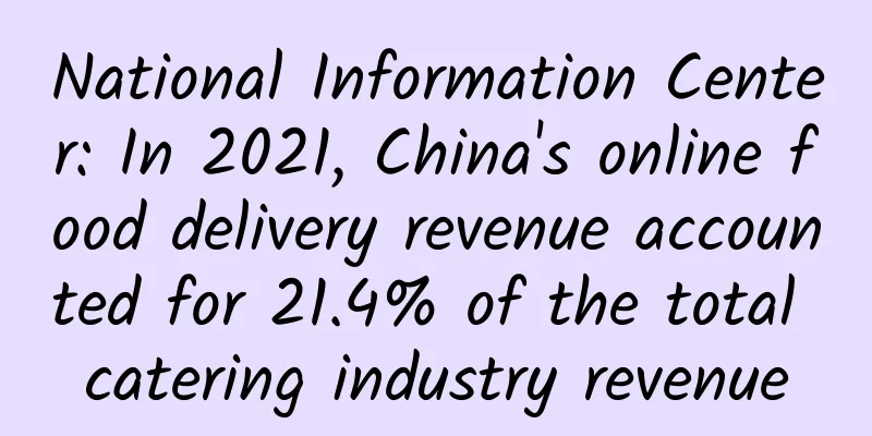 National Information Center: In 2021, China's online food delivery revenue accounted for 21.4% of the total catering industry revenue