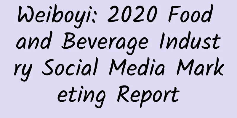 Weiboyi: 2020 Food and Beverage Industry Social Media Marketing Report