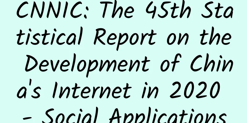 CNNIC: The 45th Statistical Report on the Development of China's Internet in 2020 - Social Applications