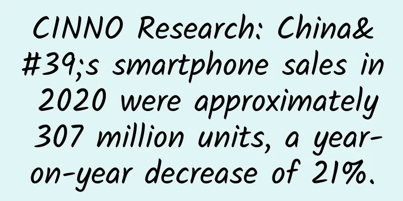 CINNO Research: China's smartphone sales in 2020 were approximately 307 million units, a year-on-year decrease of 21%.