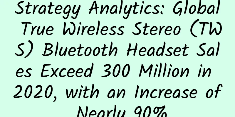 Strategy Analytics: Global True Wireless Stereo (TWS) Bluetooth Headset Sales Exceed 300 Million in 2020, with an Increase of Nearly 90%
