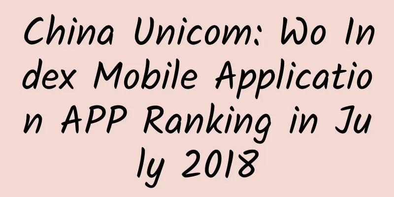 China Unicom: Wo Index Mobile Application APP Ranking in July 2018