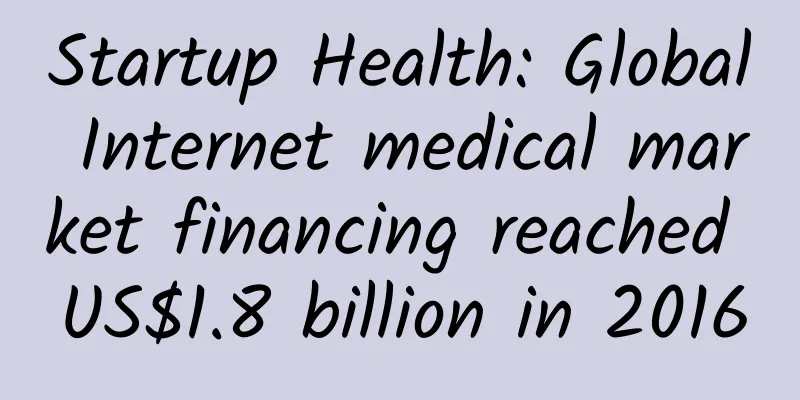Startup Health: Global Internet medical market financing reached US$1.8 billion in 2016
