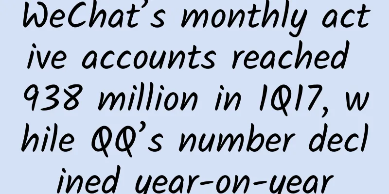 WeChat’s monthly active accounts reached 938 million in 1Q17, while QQ’s number declined year-on-year