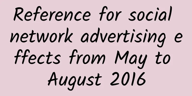 Reference for social network advertising effects from May to August 2016