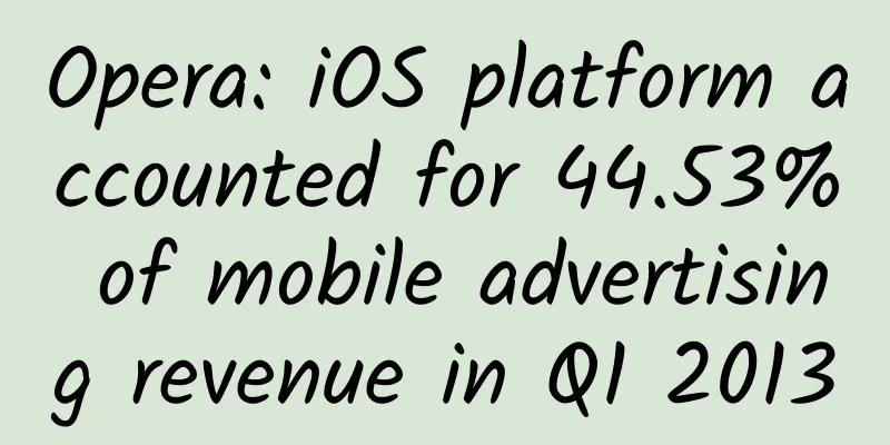 Opera: iOS platform accounted for 44.53% of mobile advertising revenue in Q1 2013