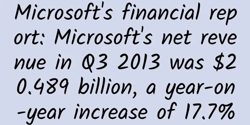 Microsoft's financial report: Microsoft's net revenue in Q3 2013 was $20.489 billion, a year-on-year increase of 17.7%