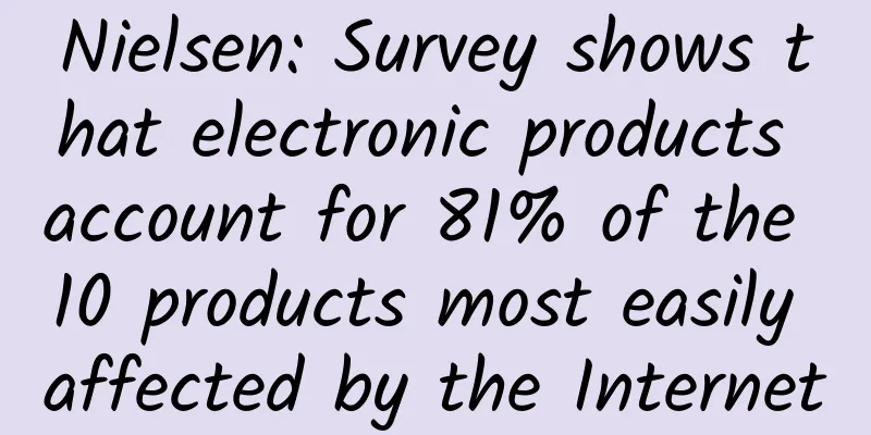 Nielsen: Survey shows that electronic products account for 81% of the 10 products most easily affected by the Internet