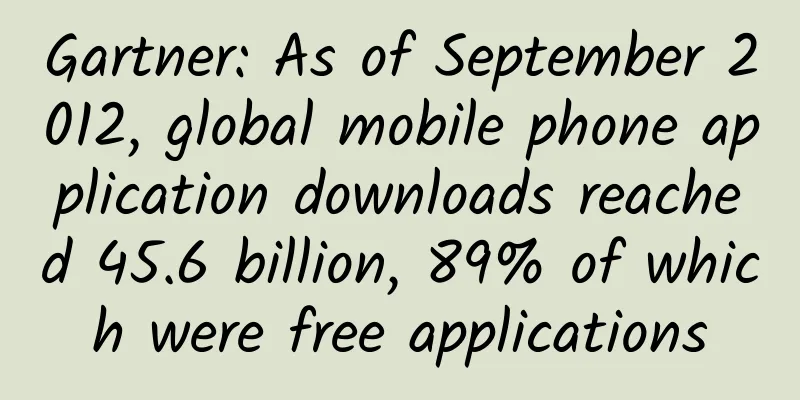 Gartner: As of September 2012, global mobile phone application downloads reached 45.6 billion, 89% of which were free applications