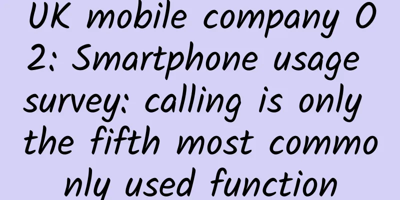 UK mobile company O2: Smartphone usage survey: calling is only the fifth most commonly used function