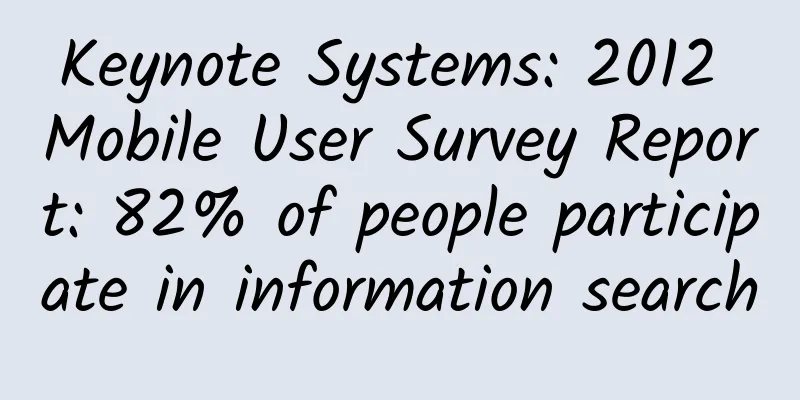 Keynote Systems: 2012 Mobile User Survey Report: 82% of people participate in information search