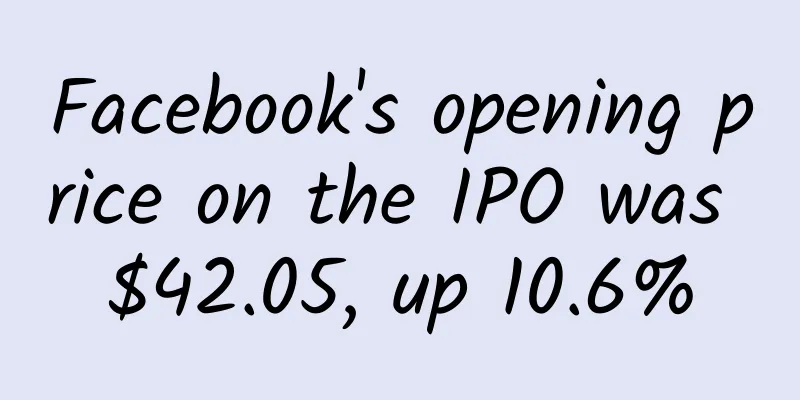 Facebook's opening price on the IPO was $42.05, up 10.6%
