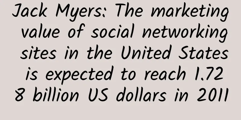 Jack Myers: The marketing value of social networking sites in the United States is expected to reach 1.728 billion US dollars in 2011