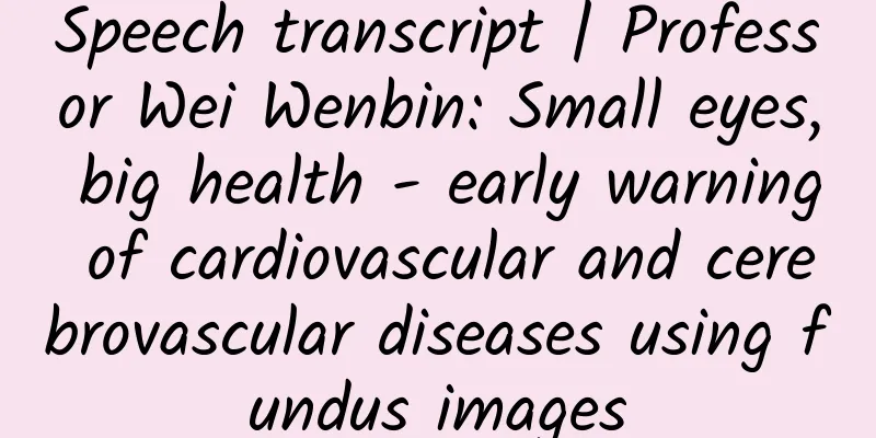 Speech transcript | Professor Wei Wenbin: Small eyes, big health - early warning of cardiovascular and cerebrovascular diseases using fundus images
