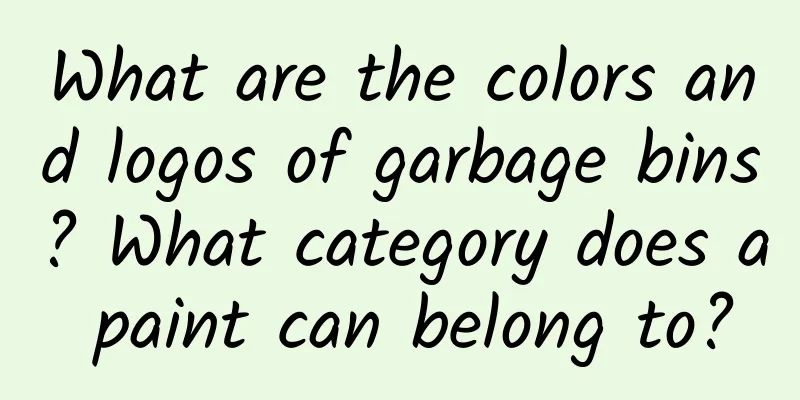 What are the colors and logos of garbage bins? What category does a paint can belong to?
