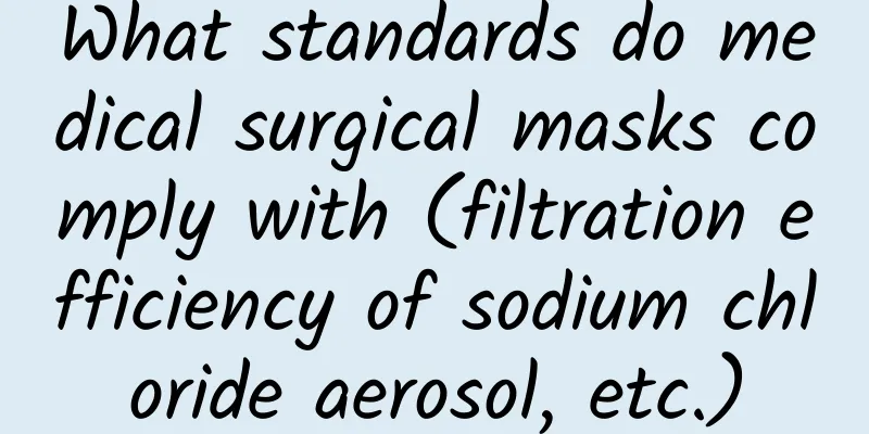 What standards do medical surgical masks comply with (filtration efficiency of sodium chloride aerosol, etc.)