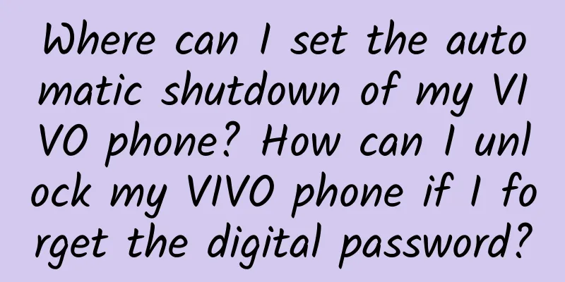 Where can I set the automatic shutdown of my VIVO phone? How can I unlock my VIVO phone if I forget the digital password?